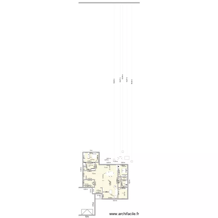22m 1. Plan de 8  et 192 m²