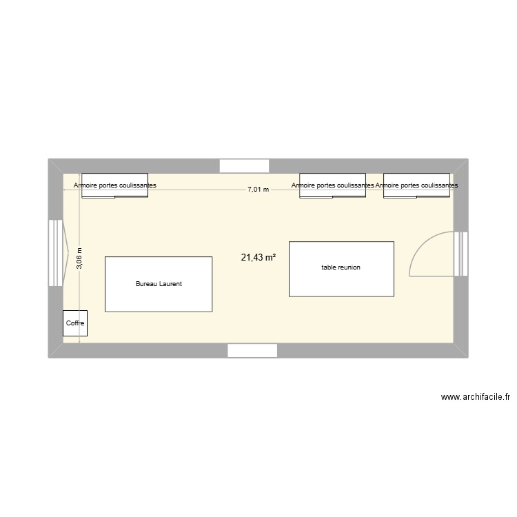 BUREAU LAURENT. Plan de 1 pièce et 21 m2