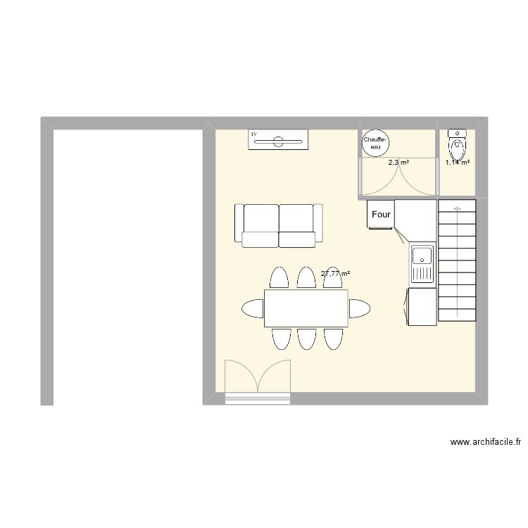 le GD Boursigny. Plan de 3 pièces et 31 m2