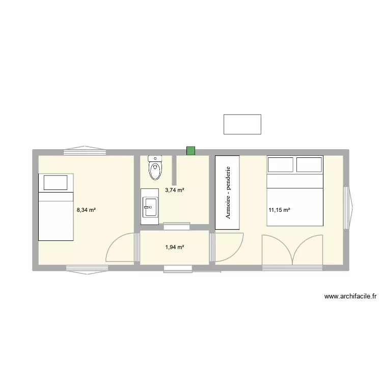 chale. Plan de 4 Pièces et 25 m² chale. Plan de 4 Pièces et 25 m²