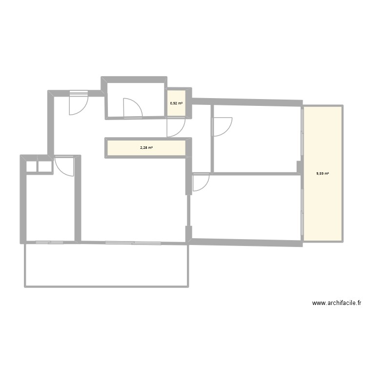 85 traverse Prat. Plan de 3 pièces et 13 m2