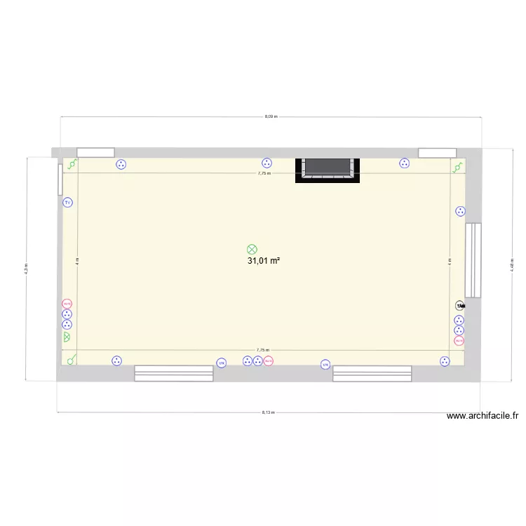 RDC-V1-Mobilier. Plan de 1  et 31 m²
