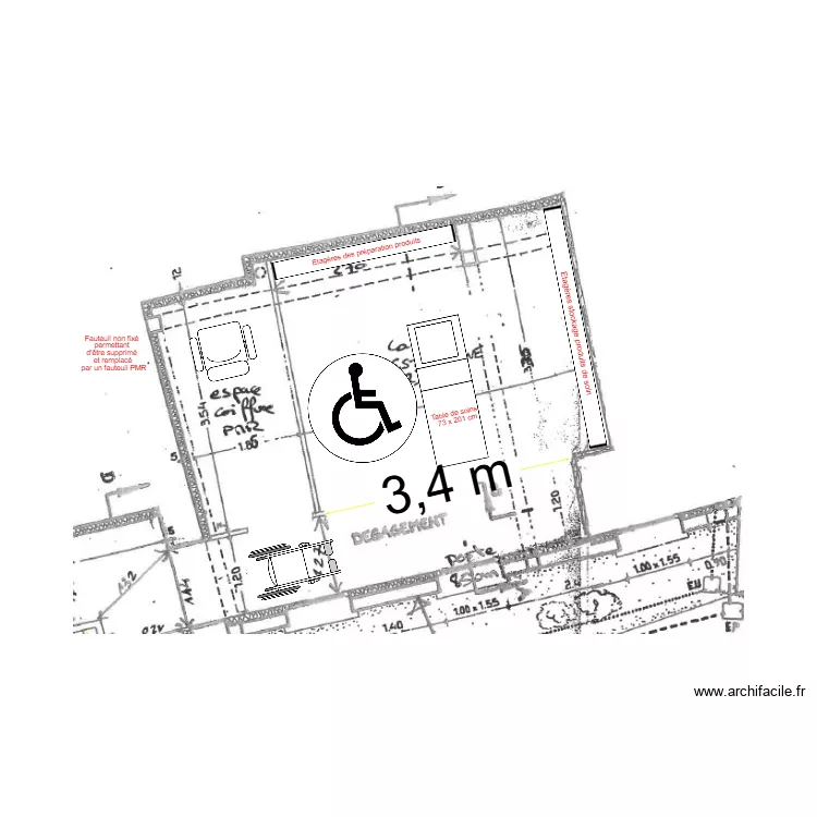 Beauty Spa salle coiffure + soin rdc. Plan de 