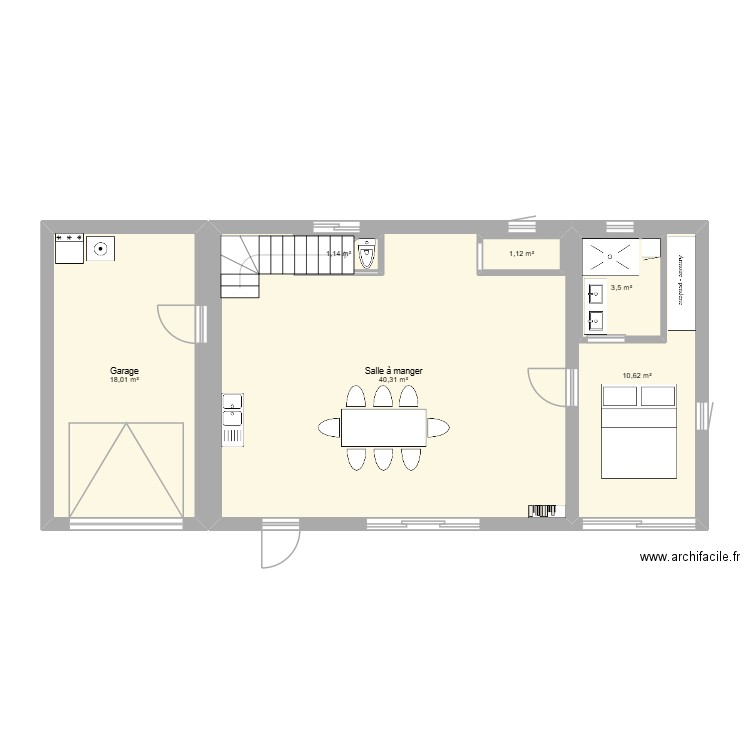 MAISON. Plan de 6 pièces et 82 m2
