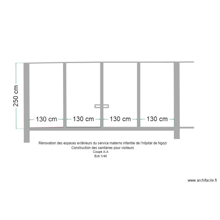 ngozi coupe A-A. Plan de 6 pièces et 13 m2