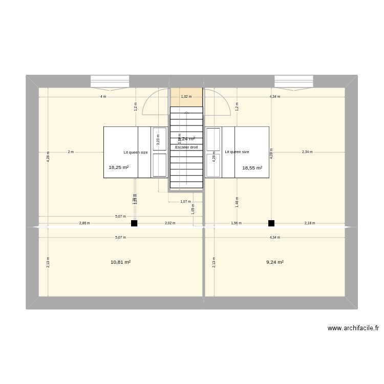 plan 2. Plan de 5 pièces et 60 m2