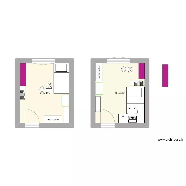Chambre ana&iuml;s. Plan de 