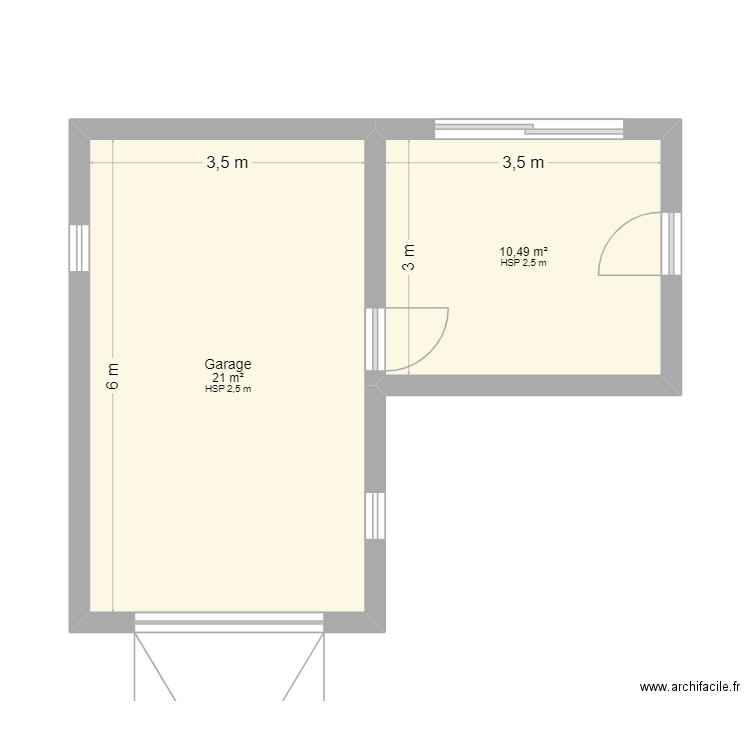 garage. Plan de 2 pièces et 31 m2