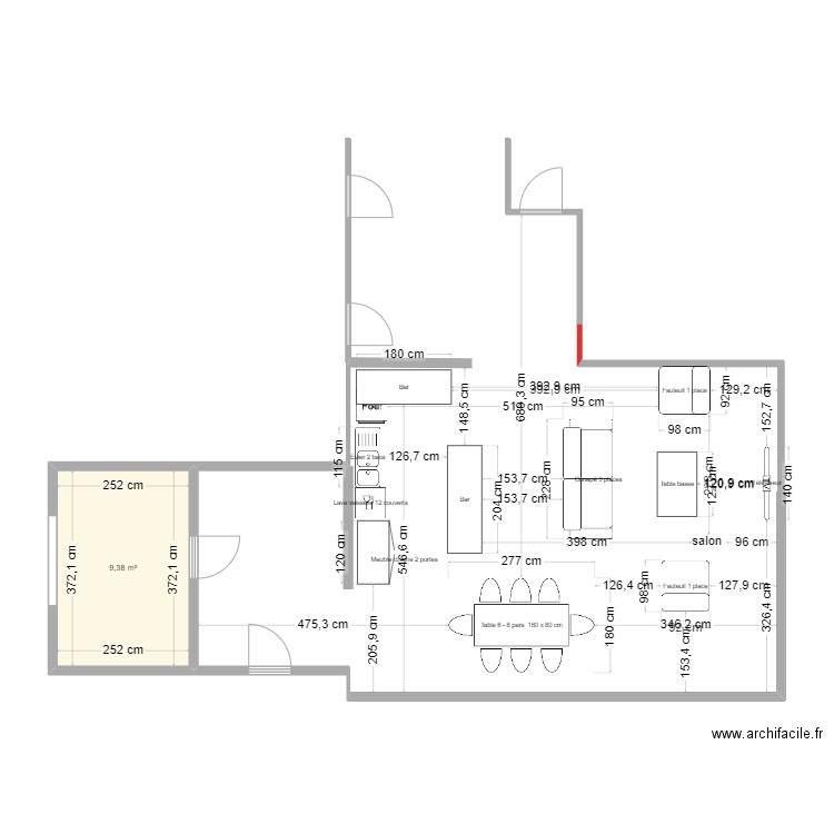 plan extension 1. Plan de 4 pièces et 30 m2