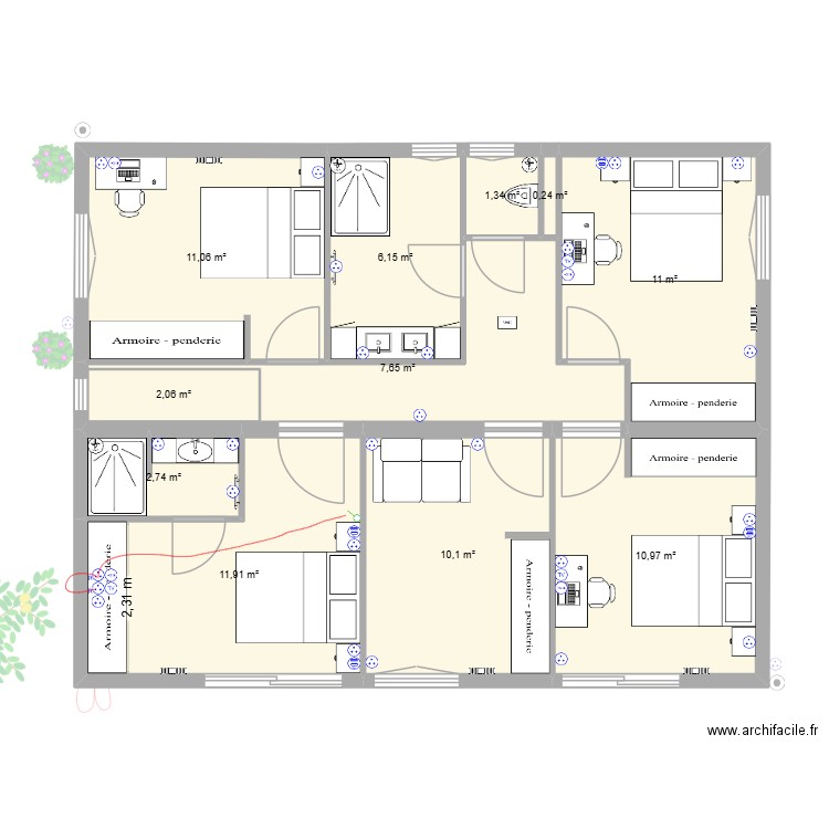 nouveau plan 2.0 prises. Plan de 20 pièces et 153 m2
