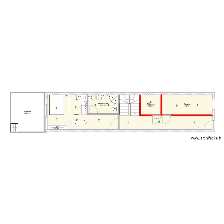 St sauveur RDC. Plan de 17 pièces et 175 m2