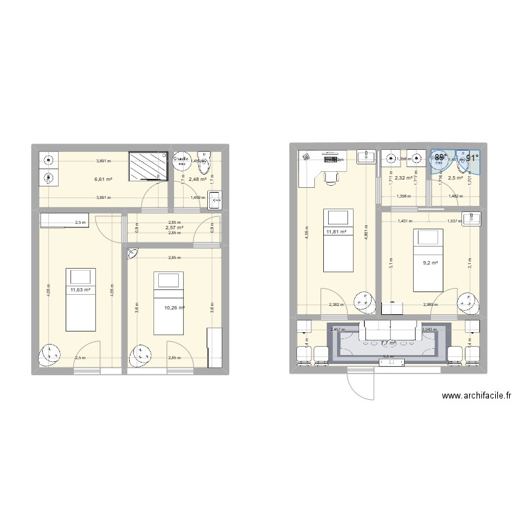 local jade. Plan de 10 pièces et 67 m2