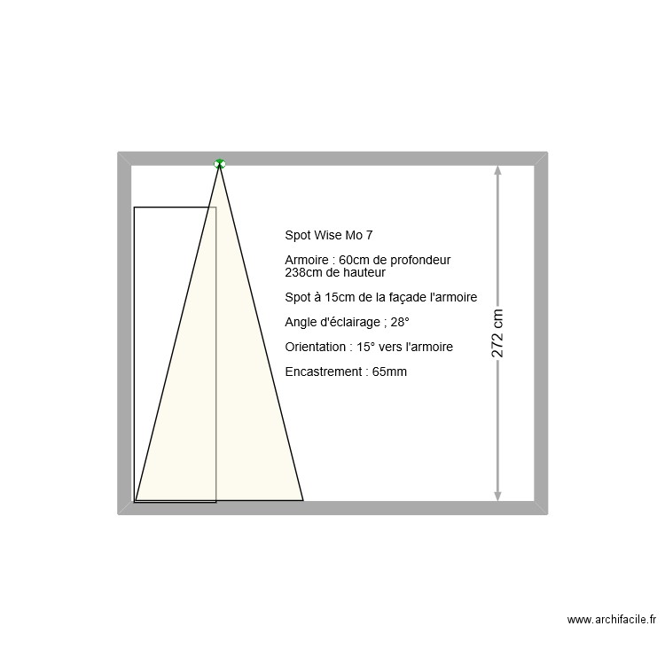 spot armoire v2. Plan de 1 pièce et 9 m2