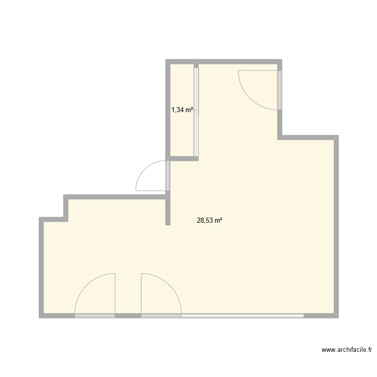 flute. Plan de 2 pièces et 30 m2