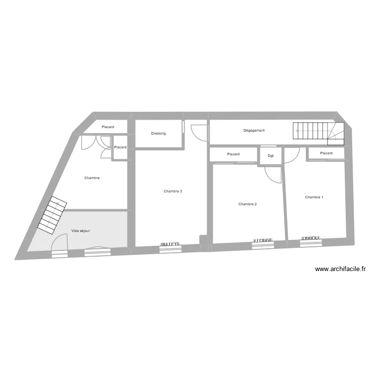 Daunaulin niveau 2. Plan de 14  et 80 m²