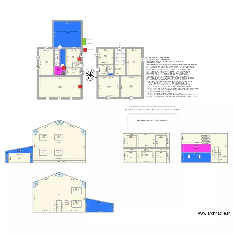 carbonnier. Plan de 45  et 411 m²