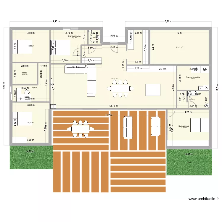 Projet U-2. Plan de 11  et 180 m²