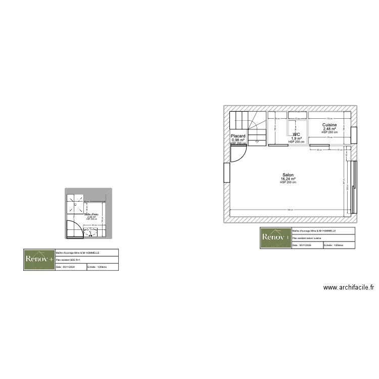 Plan existant Cabourg HOMMELLE . Plan de 6 pièces et 25 m2