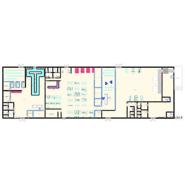 aeroport zig 3. Plan de 40 pièces et 1034 m2