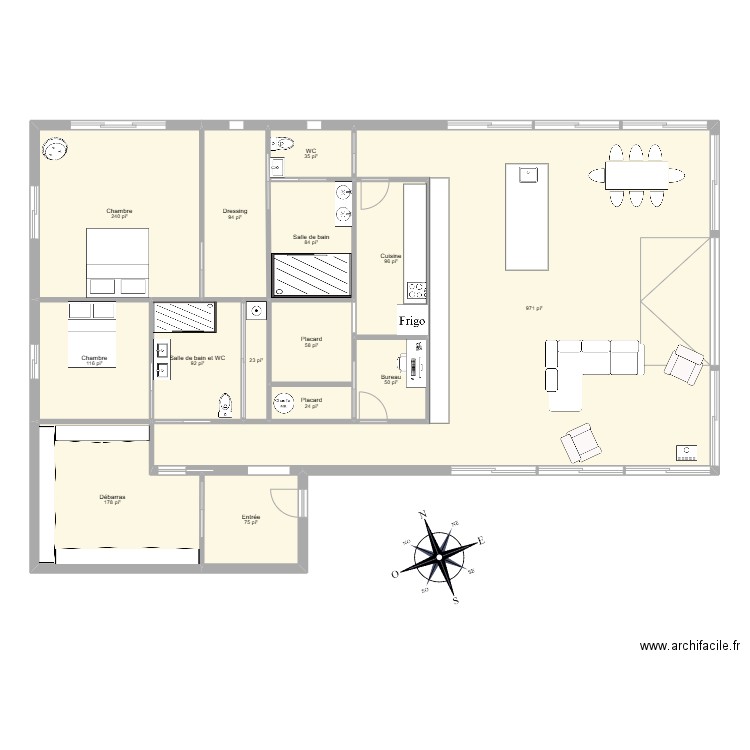 Plan Chic-shack 2. Plan de 14 pièces et 199 m2