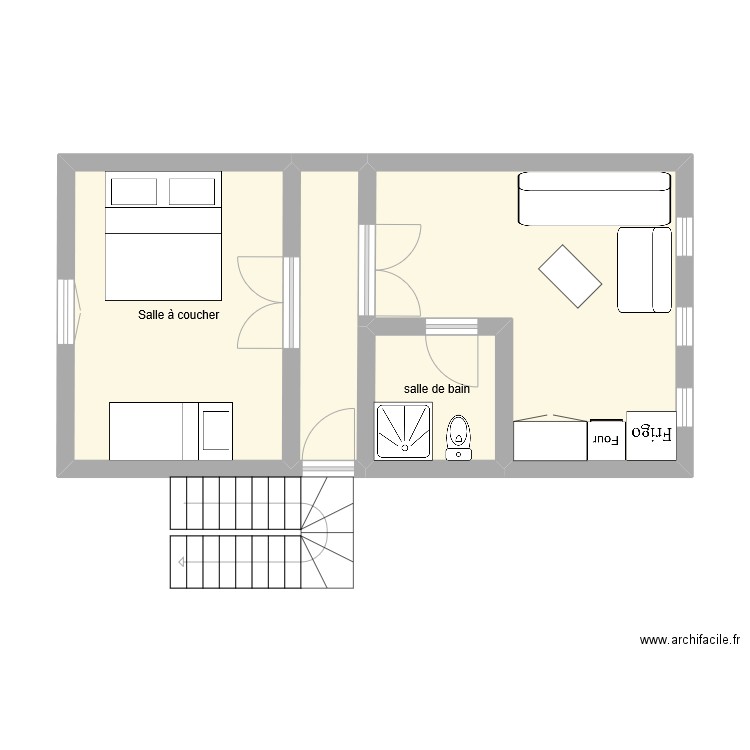 1080 Molenbeek St. Jean, Chaussée de Ninove 165 au 1ière étage. Plan de 4 pièces et 38 m2