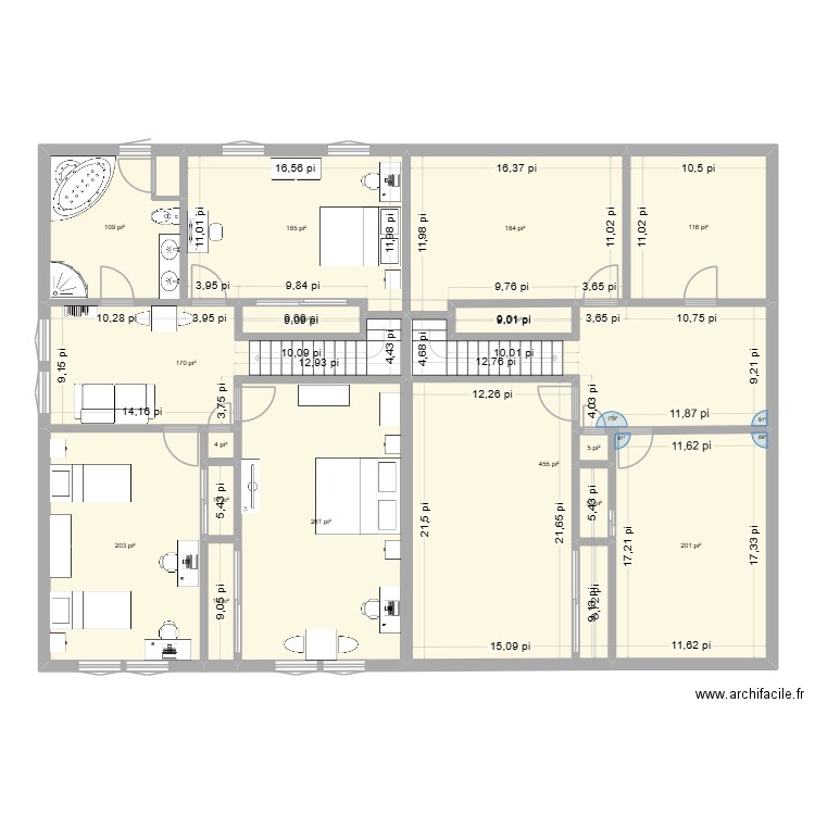 FG-41B. Plan de 16 pièces et 183 m2