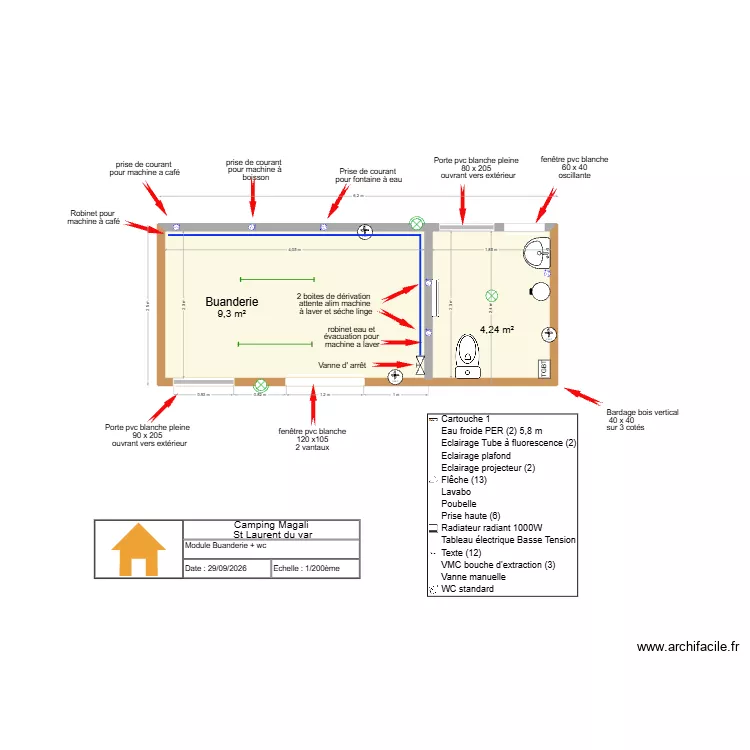 camping magali module laverie ocasion. Plan de 2 Pièces et 14 m² camping magali module laverie ocasion. Plan de 2 Pièces et 14 m²