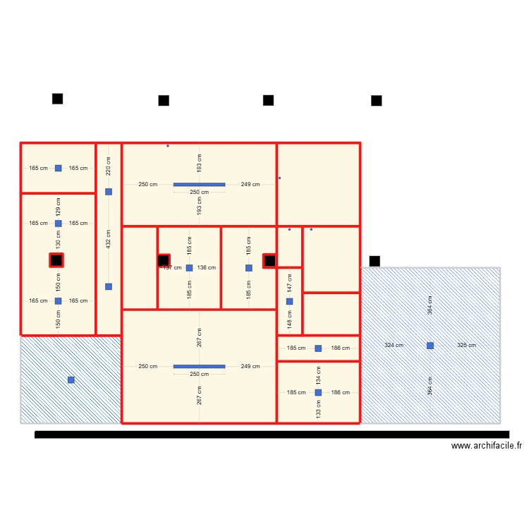 EARL La Longee 4 évacuations et cotes. Plan de 20 pièces et 270 m2