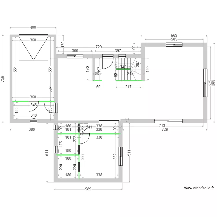 MASTROVINCENZO CLOISONS RDC. Plan de 