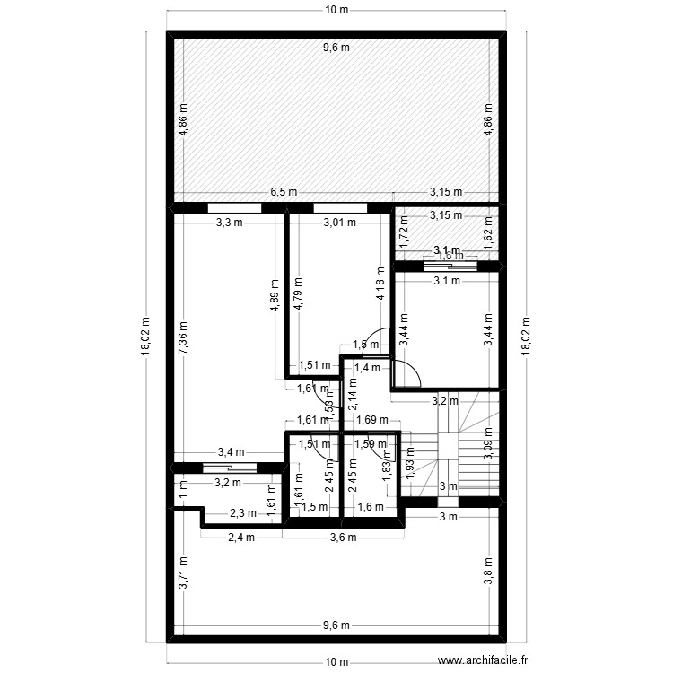 étage. Plan de 5 pièces et 160 m2