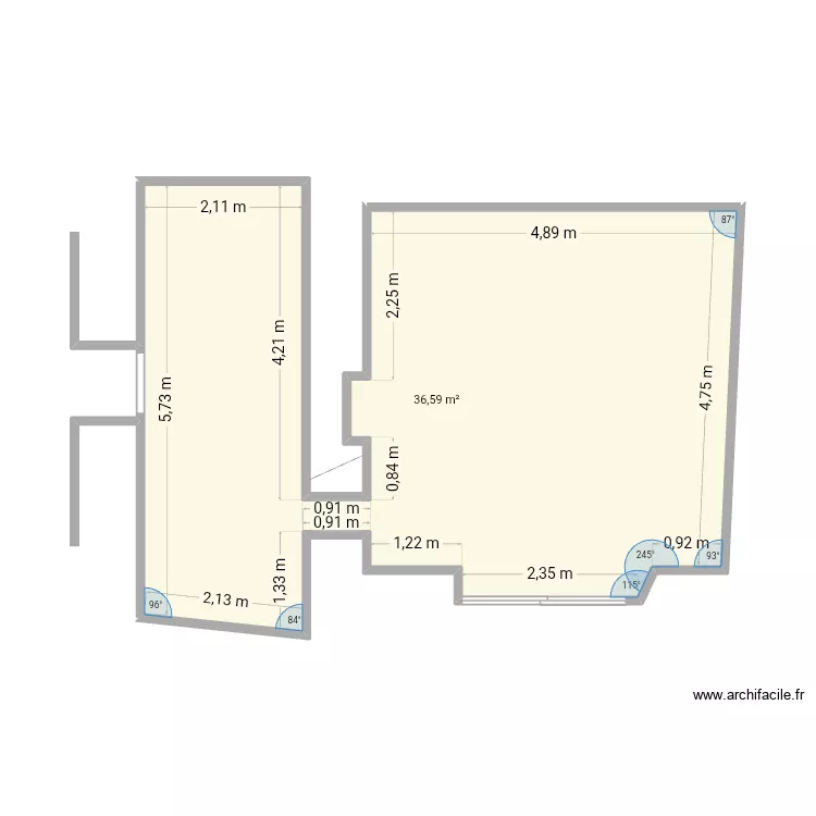 Rdc. Plan de 1  et 37 m²