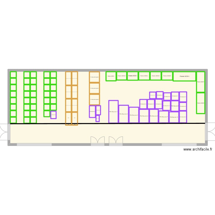 Projection 6e étage KANAL avec maquette bois 230. Plan de 83 pièces et 244 m2