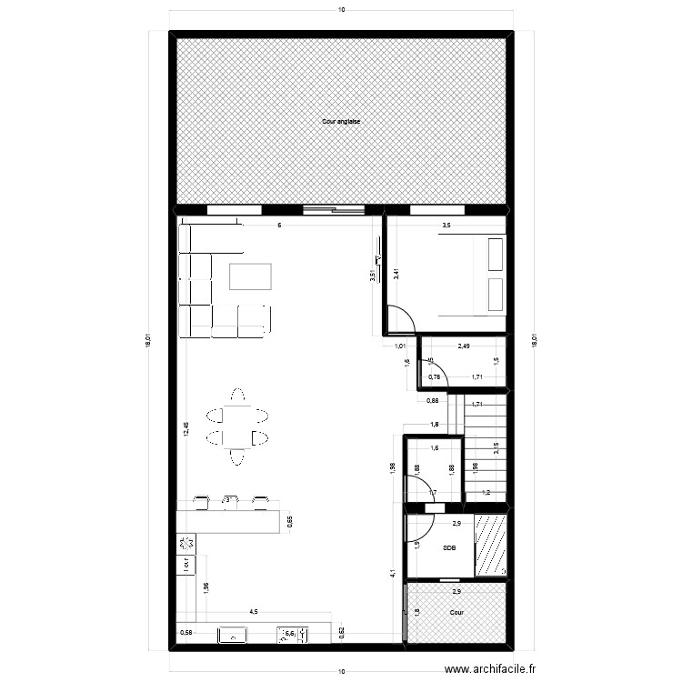 SousSol. Plan de 5 pièces et 163 m2