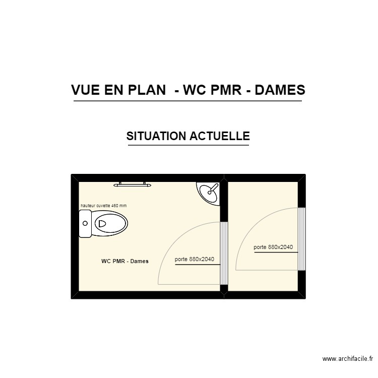 situation actuelle. Plan de 2 pièces et 5 m2