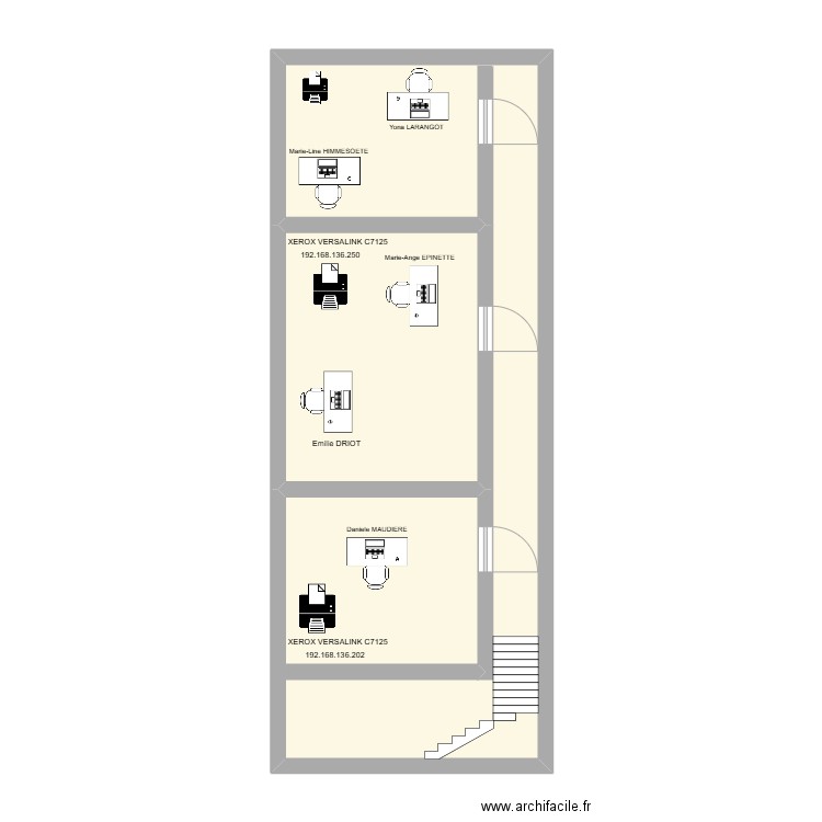 ETAGE. Plan de 2 pièces et 50 m2
