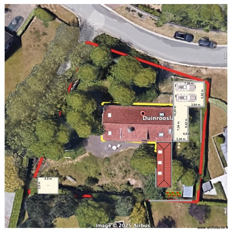 de Panne V8. Plan de 2 pièces et 90 m2