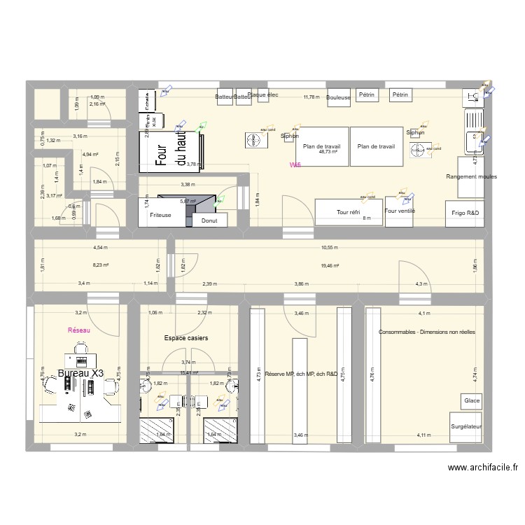 Proposition_plan_labo. Plan de 13 pièces et 161 m2