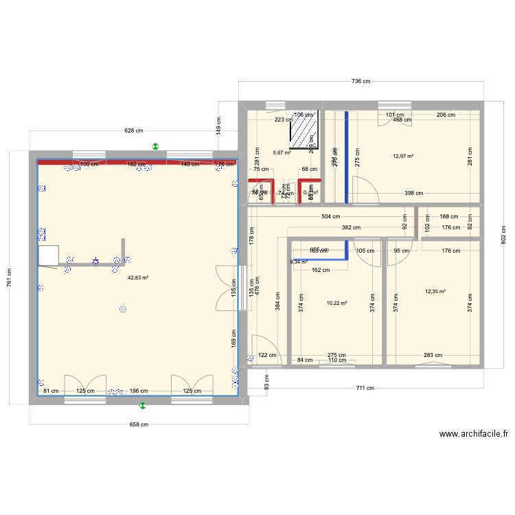 plan electricité martine. Plan de 7 pièces et 94 m2