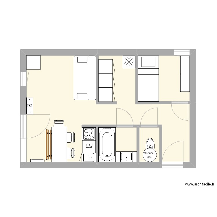 Appart. Plan de 4 pièces et 30 m2