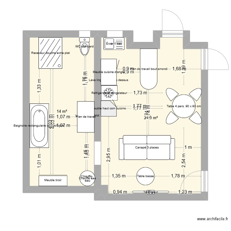 saint maime. Plan de 2 pièces et 36 m2