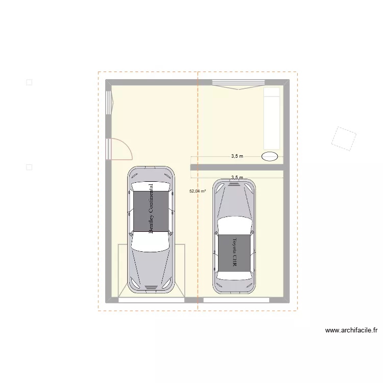 Garage. Plan de 1  et 52 m²