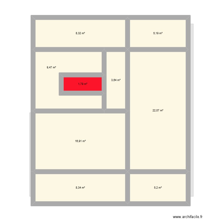 Genitoni. Plan de 11 pièces et 156 m2