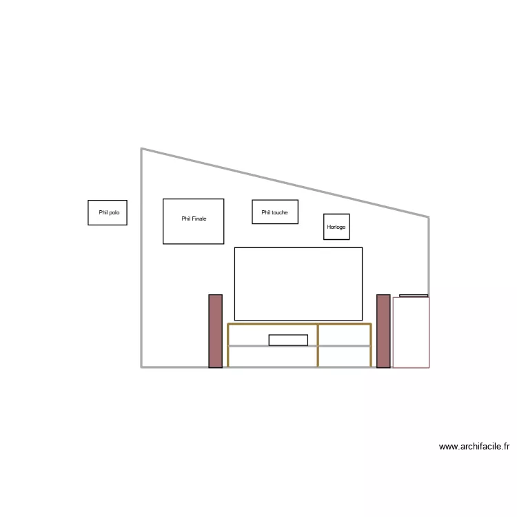 mur lateral sejour cot&eacute; TV. Plan de 4  et 1 m²