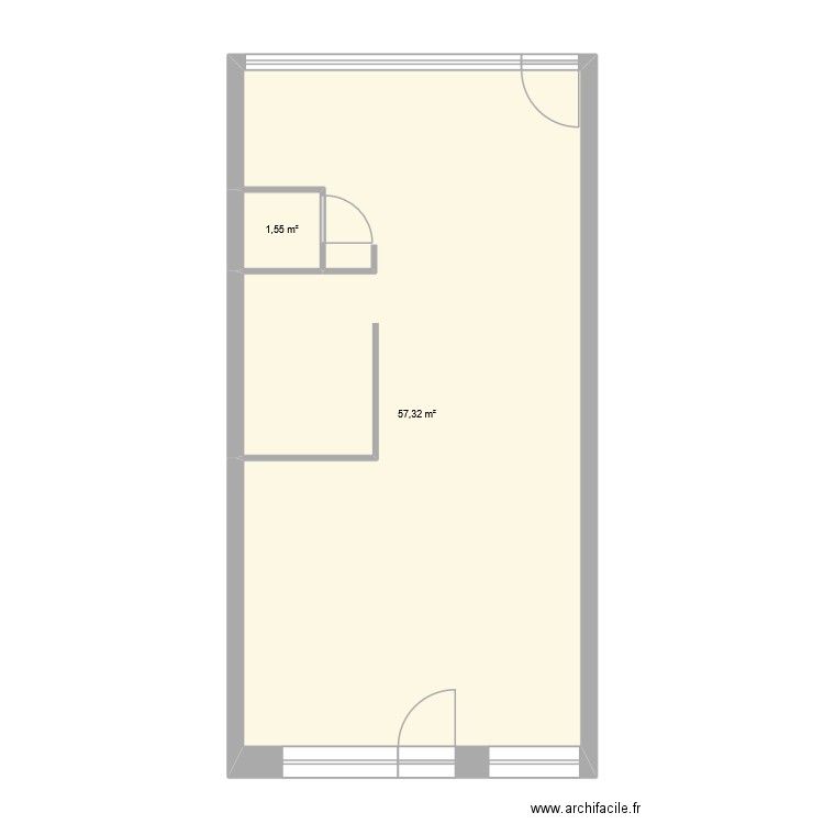 local rdc. Plan de 2 pièces et 59 m2