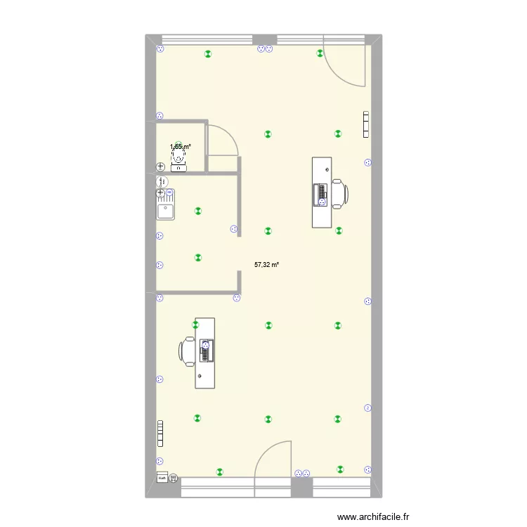 local rdc finalisé. Plan de 2 Pièces et 59 m² local rdc finalisé. Plan de 2 Pièces et 59 m²