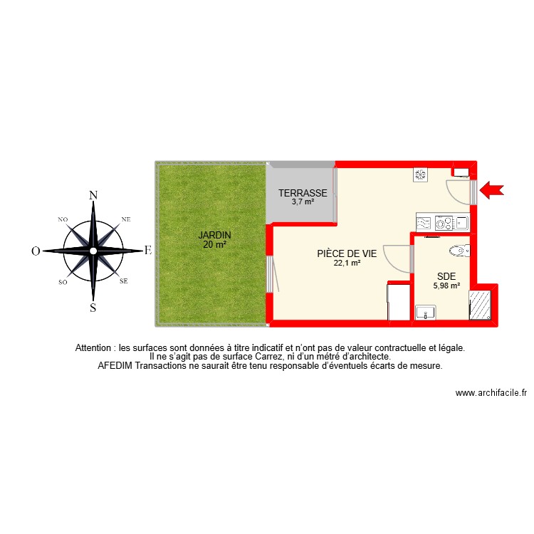 BI 31491 -. Plan de 6 pièces et 45 m2