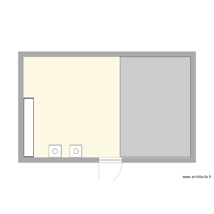 VAD poste travail. Plan de 1 pièce et 38 m2