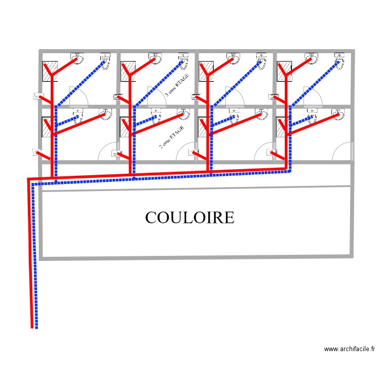 evac. Plan de 8 pièces et 43 m2
