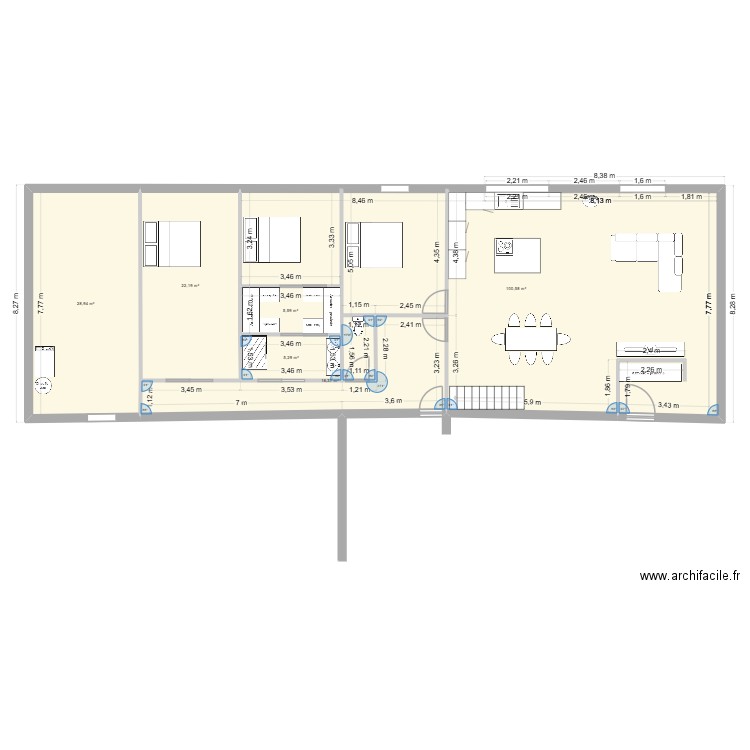 plan. Plan de 6 pièces et 179 m2