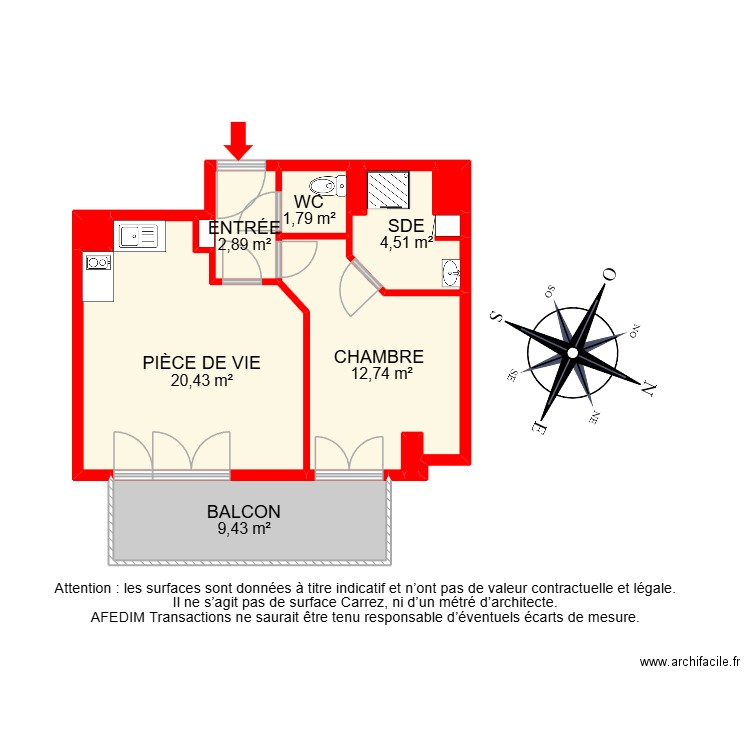 BI 31651. Plan de 12 pièces et 65 m2